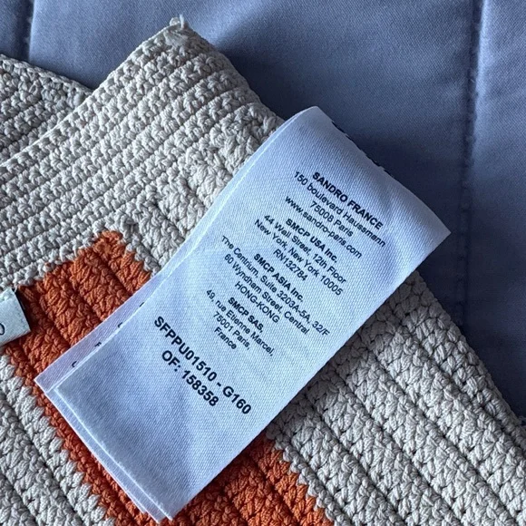 Sandro Crocheted Orange and Cream Striped Women's Top - Picture 5 of 5